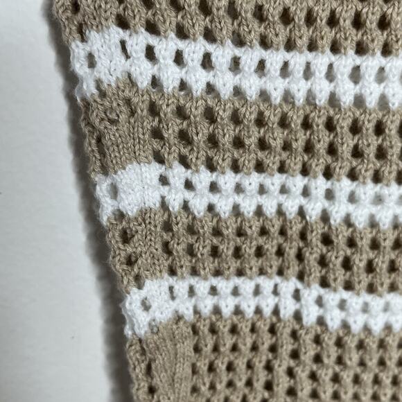 Gap Womens Preppy Nautical Striped Cotton Sweater Tan XS Sheer Coastal Beach - Picture 2 of 5